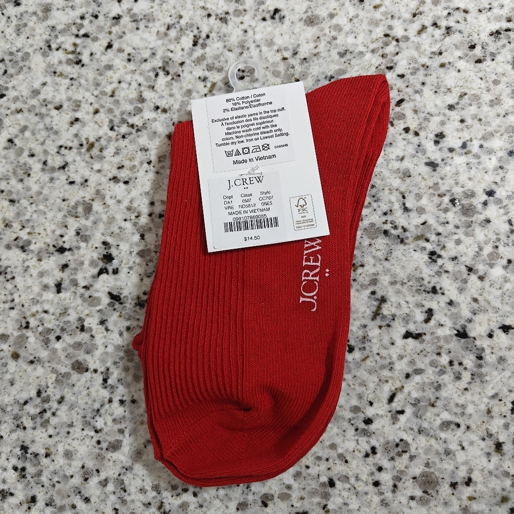 NEW Jcrew Ribbed ruffle-edge boot socks (vintage red) - Picture 4 of 4